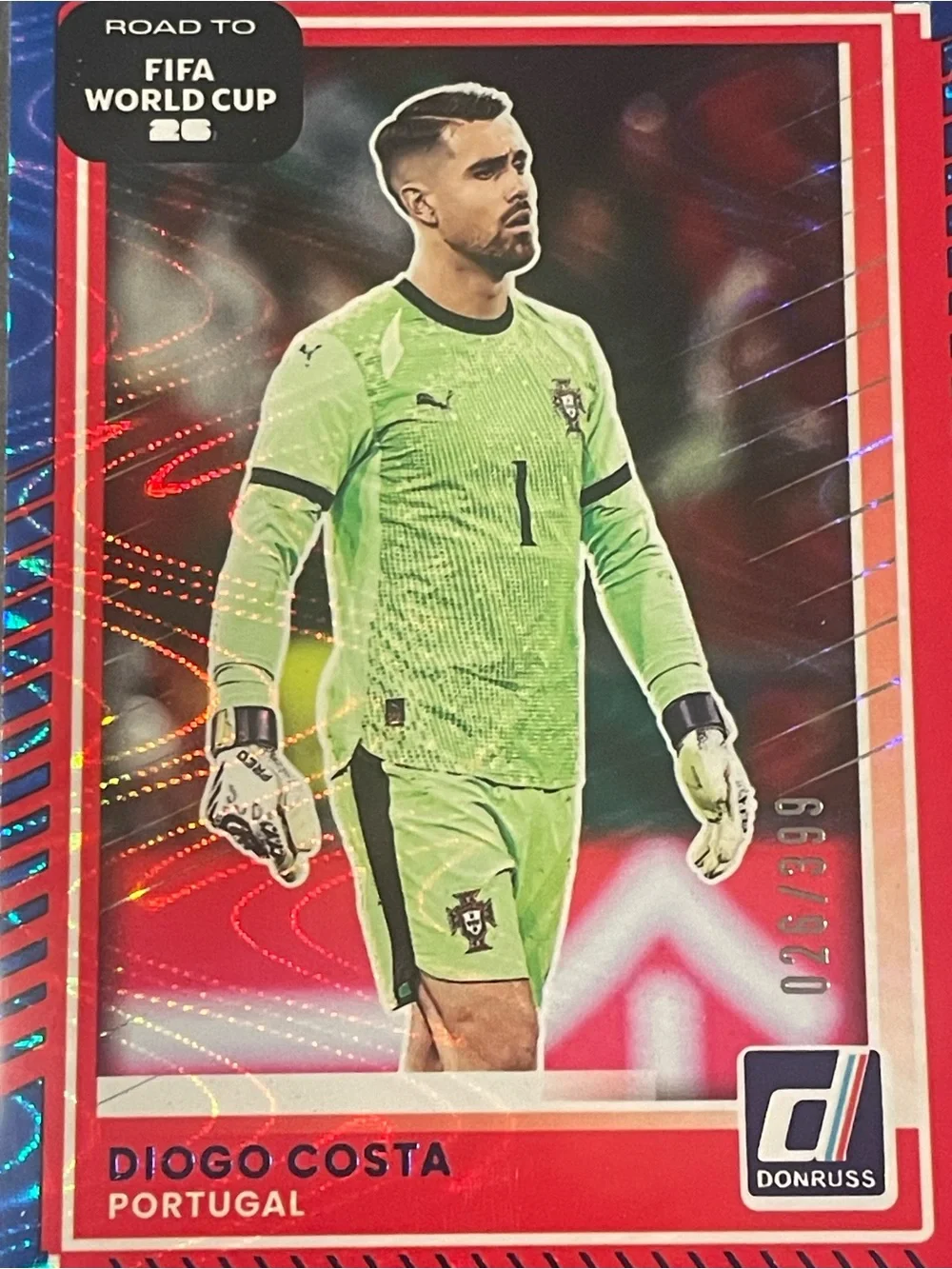 2025-26 Road To FIFA World Cup Diogo Costa Blue Swirl 026/399 Portugal Card